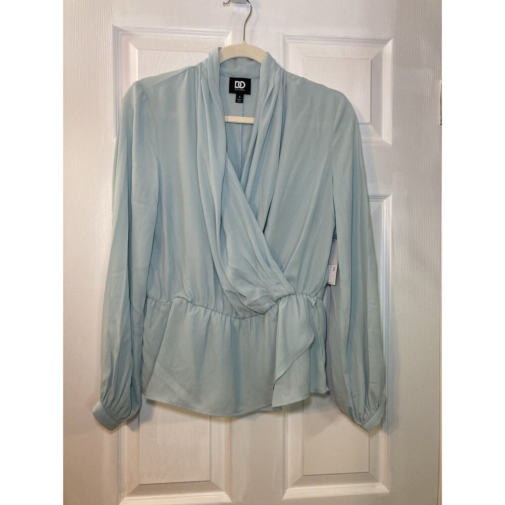 Dee Ocleppo Margot Faux Wrap Blouse Cloud Blue Size Small NWT Retail $119
